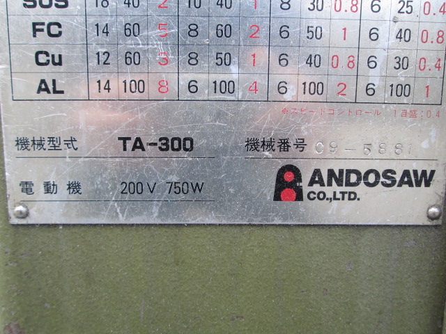 ANDO SAW コンタテーブル TA-300 コンタテーブル TA-300