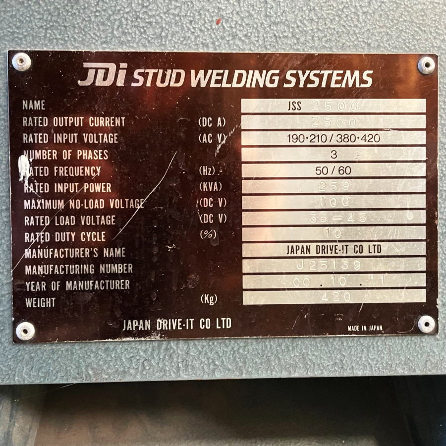 日本ドライブイット スタッド溶接機 JSS2500 スタッド溶接機 JSS2500
