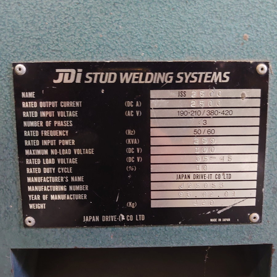 日本ドライブイット スタッド溶接機 JSS2500 スタッド溶接機 JSS2500